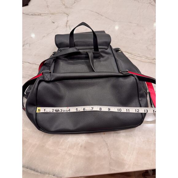Paul's Boutique London Backpack Black Faux Leather City Minimalist Dark Academia - Picture 10 of 11